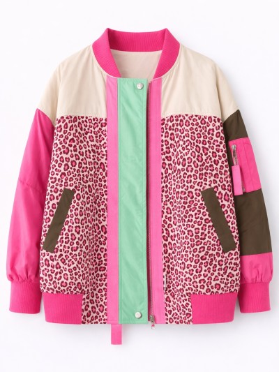 Veste bomber léopard - Rose