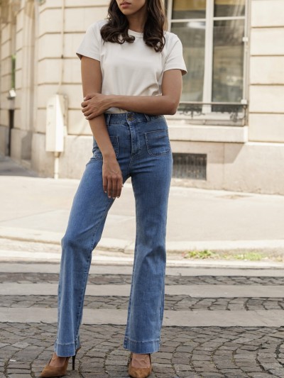 JEANS ELENA Flare - Bleu...