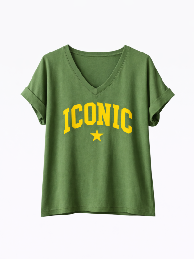 T-shirt Iconic col V - vert...