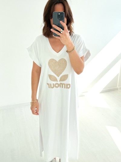 Robe t-shirt Amour - Blanc