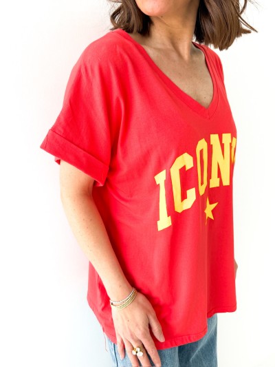 T-shirt Iconic col V -...