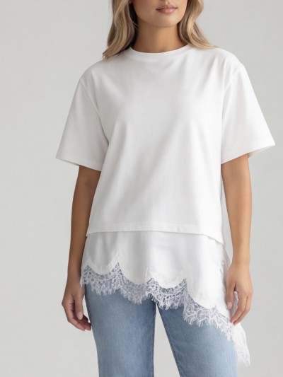 T-Shirt „Lucie“ aus Seide und Spitze