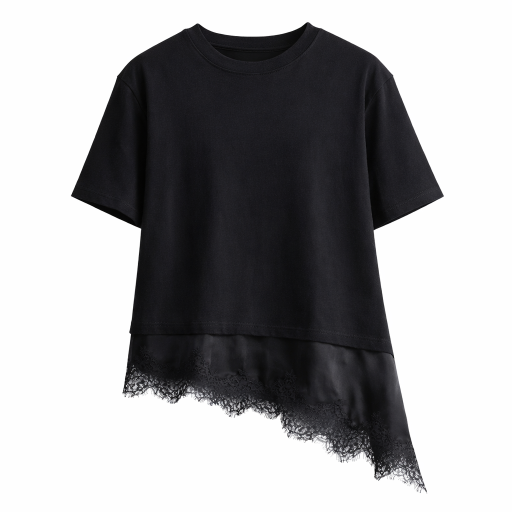 T-shirt Lucie soie et dentelle