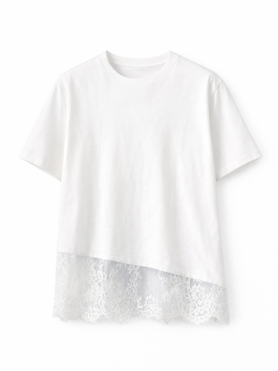 T-shirt Lucie dentelle - Blanc