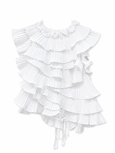 Blouse/top éventail - Blanc