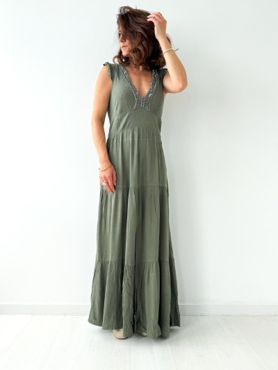 robe SOPHIE sans manche kaki