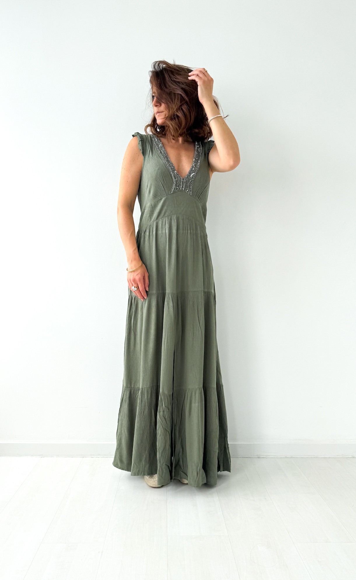 robe SOPHIE sans manche kaki
