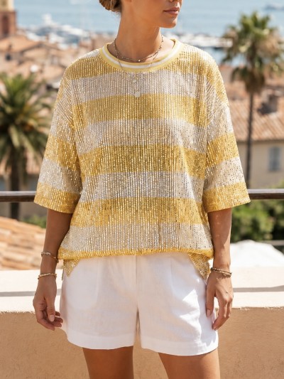 T-Shirt Lurex Maëlys - Jaune