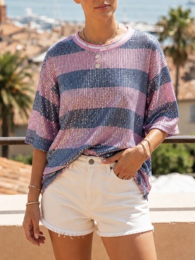 T-Shirt Lurex Maëlys - Rose