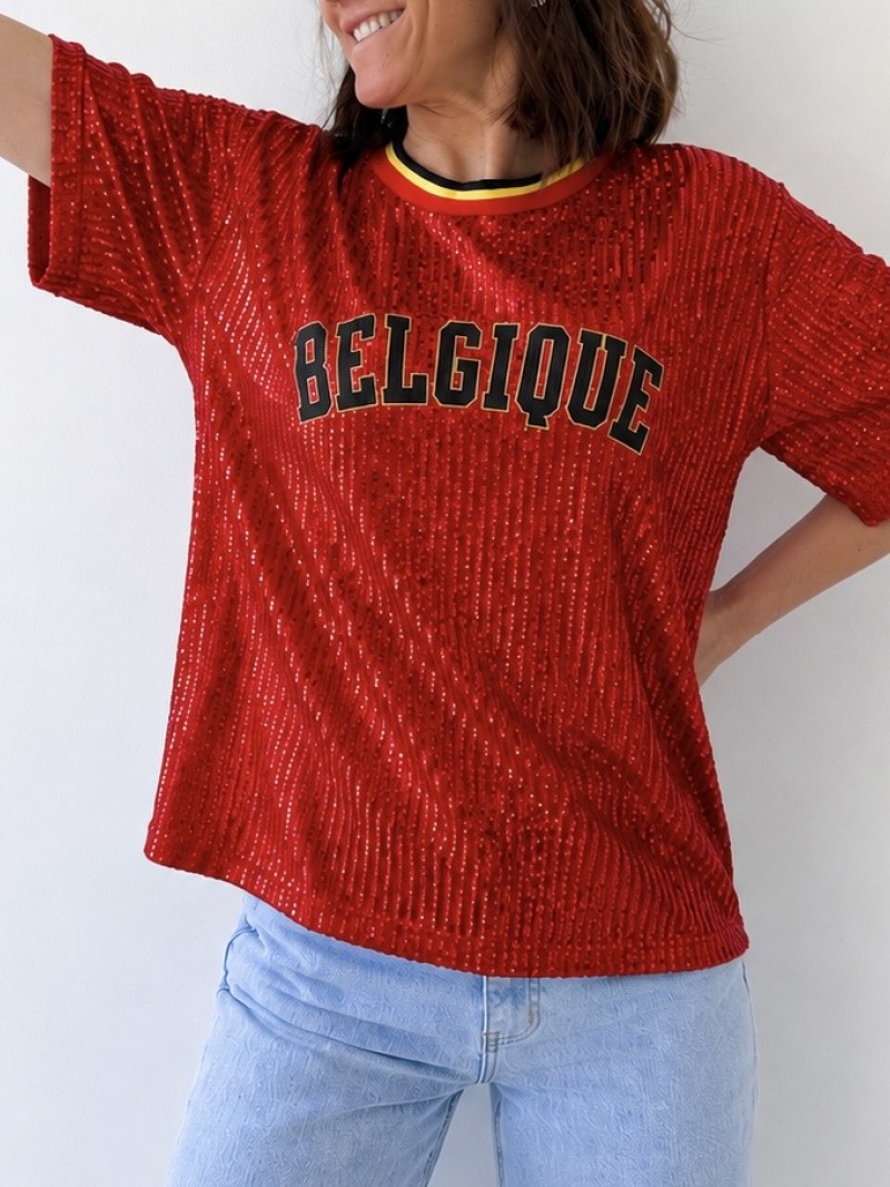 T-shirt België met pailletten