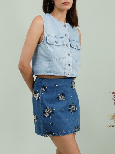 Jeansrock „Alice“ mit Pailletten