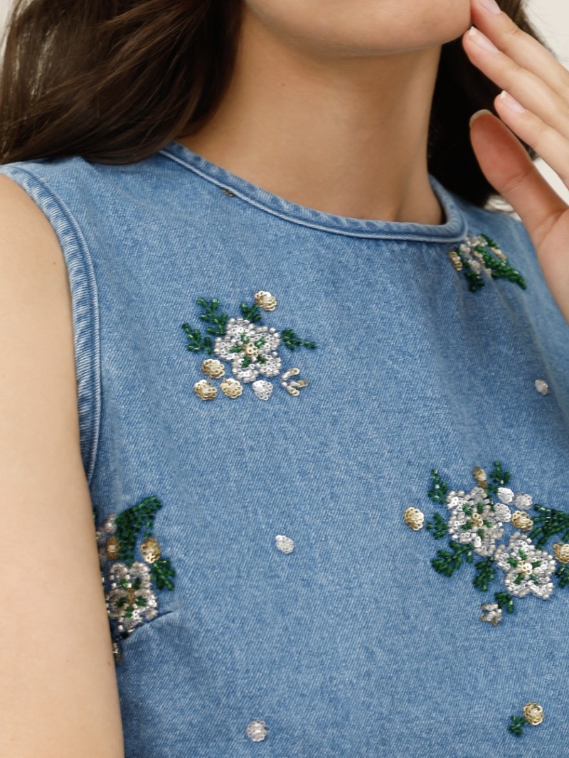 Top en jeans Alice avec sequin
