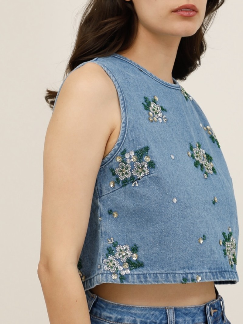 Top en jeans Alice avec sequin