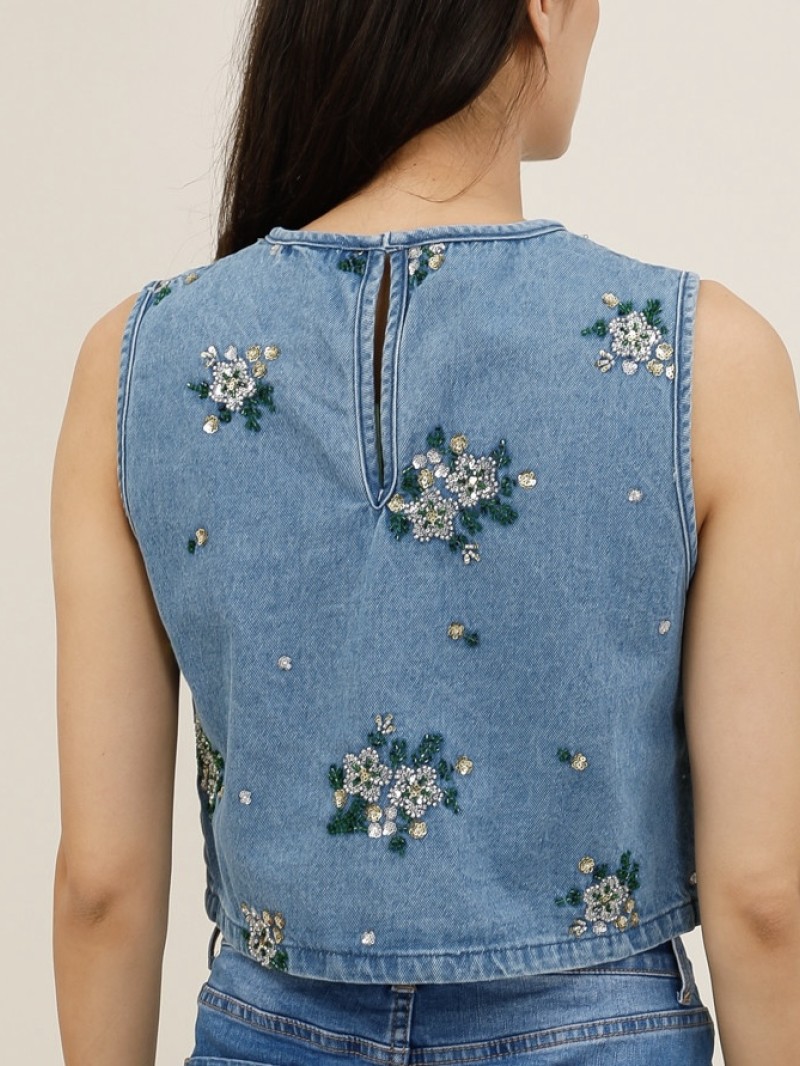 Top en jeans Alice avec sequin