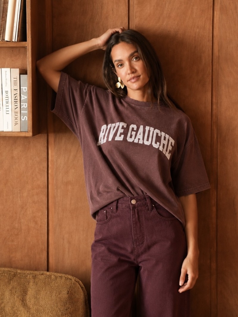 T-shirt Rive gauche bordeaux