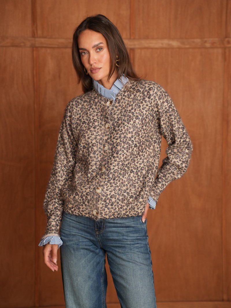 Strickjacke / Pullover „Mimi“ mit Leopardenmuster