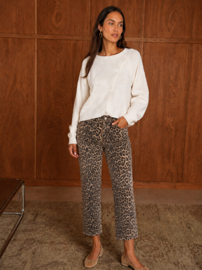 Pantalon en jeans Solange Léopard