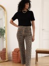 Pantalon en jeans Solange Léopard