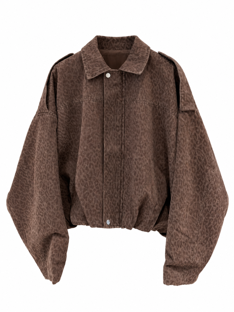 Veste / Bomber en jeans Léopard