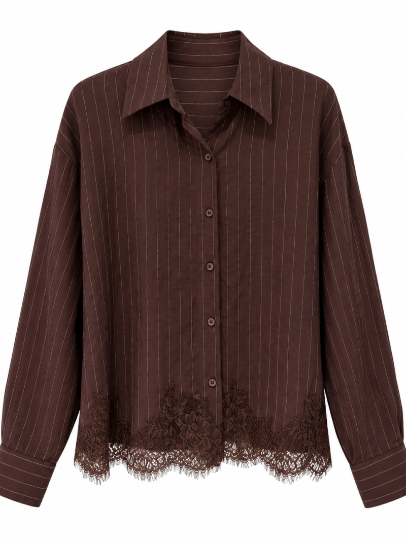 Chemise ligné dentelle chocolat