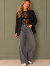 Blouse met kanten bootnek