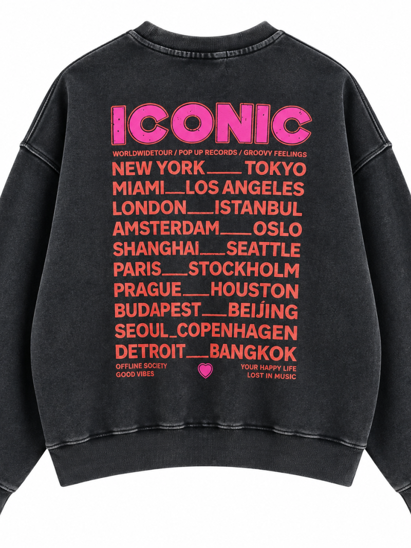 Sweat Iconic délavé 100% Coton