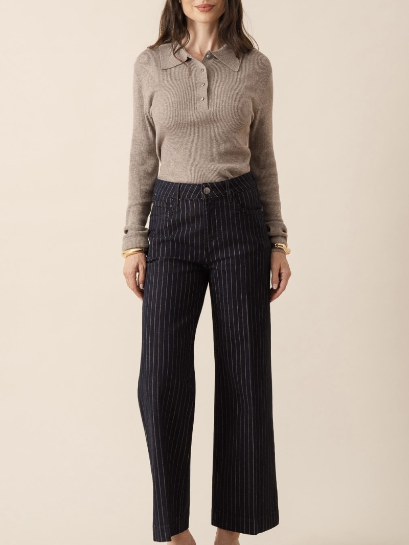 Vincianne-jeans met blauwe strepen