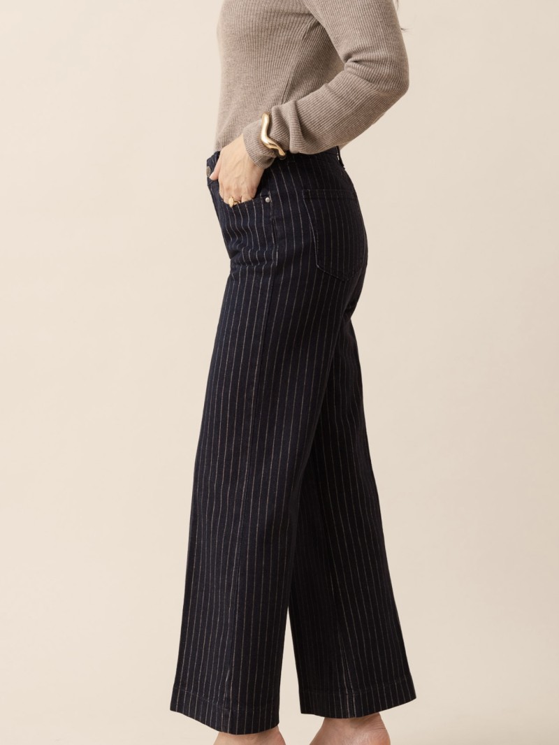 Vincianne-jeans met blauwe strepen