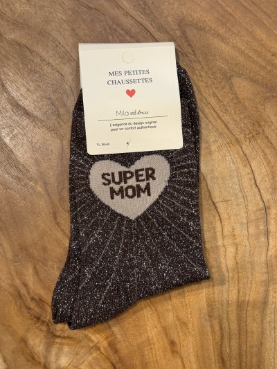 Super Mom-Socken mit Pailletten
