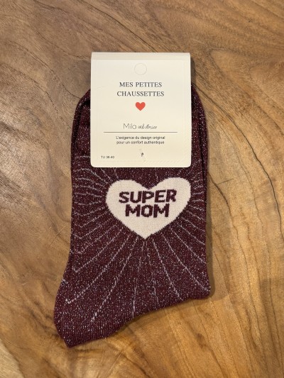 Super Mom-Socken mit Pailletten