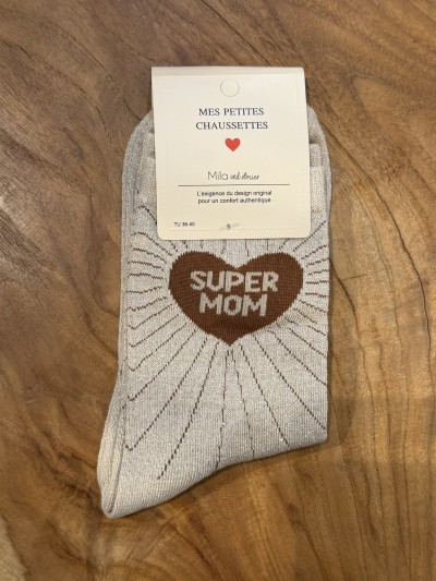 Super Mom-Socken mit Pailletten