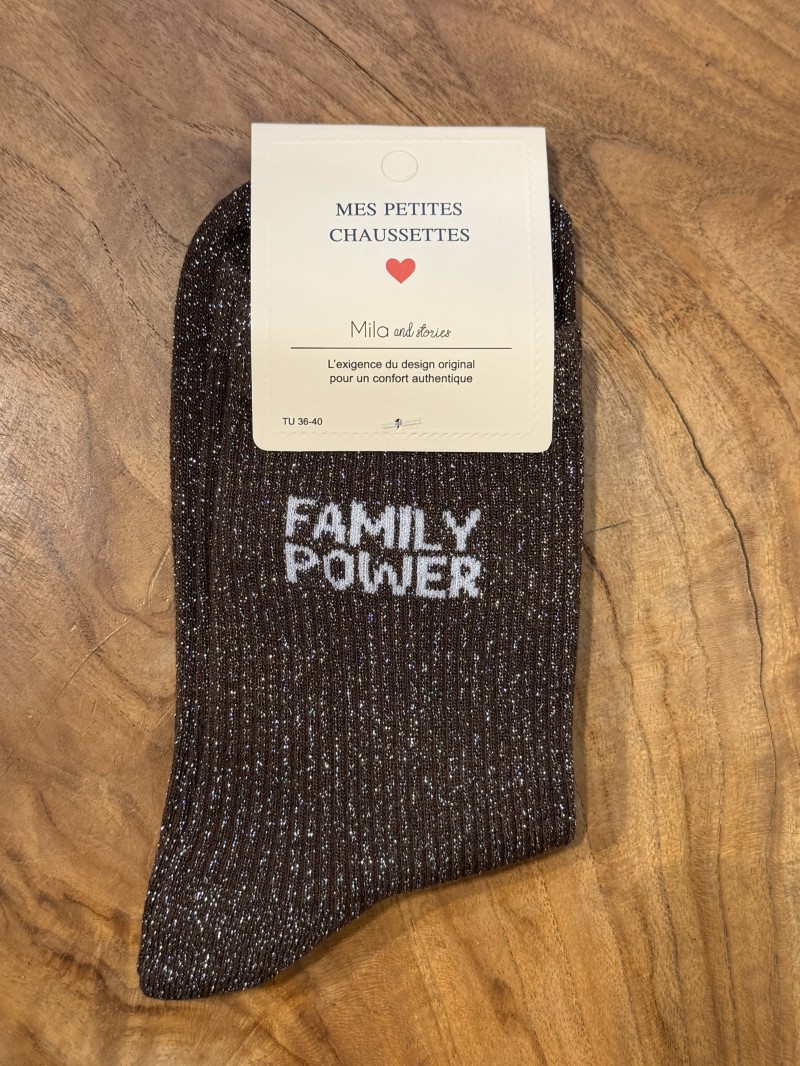 Family Power-Socken mit Glitzer